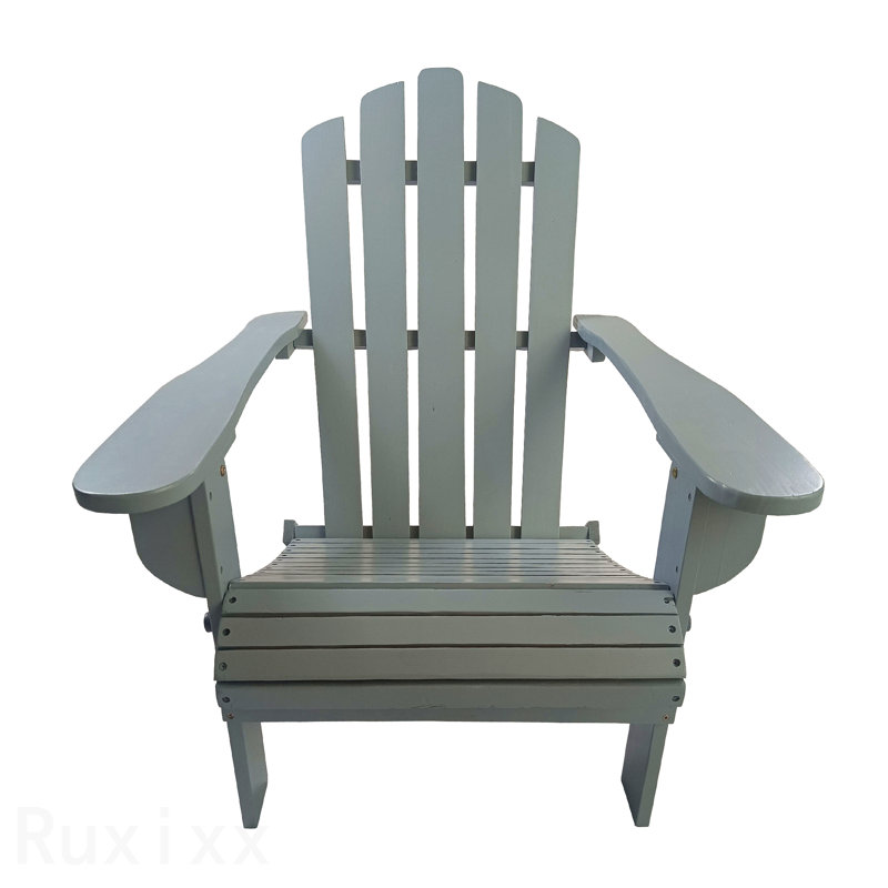 Chaise Adirondack d'extérieur ou d'intérieur en bois, pliable, gris