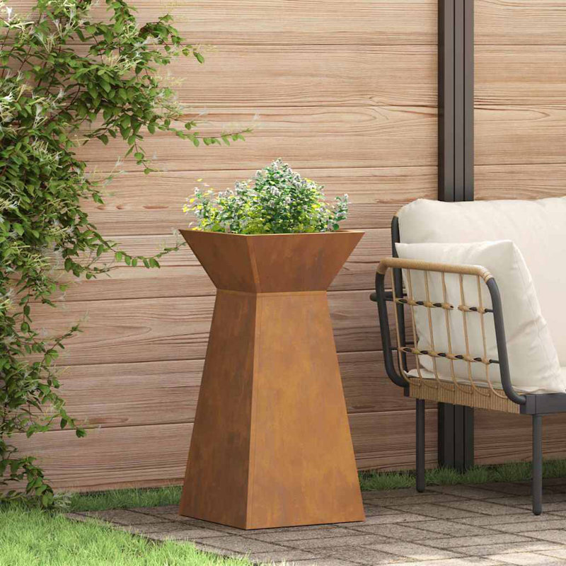 Pillar Planter Steel, 73cmH x 35cmW x 35cmD, Silver