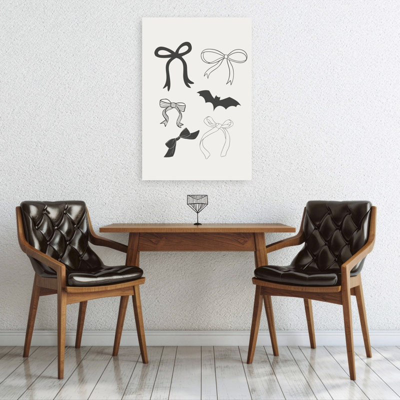 Nœuds élégants et chauve-souris - Affiche murale contemporaine élégante représentant une chauve-souris, H 36 po x l 24 po