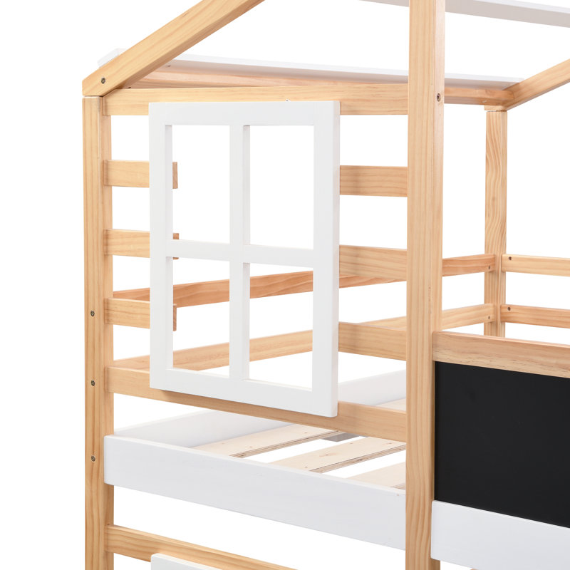 Lits superposés en bois peu encombrants avec échelle de rangement pour enfants