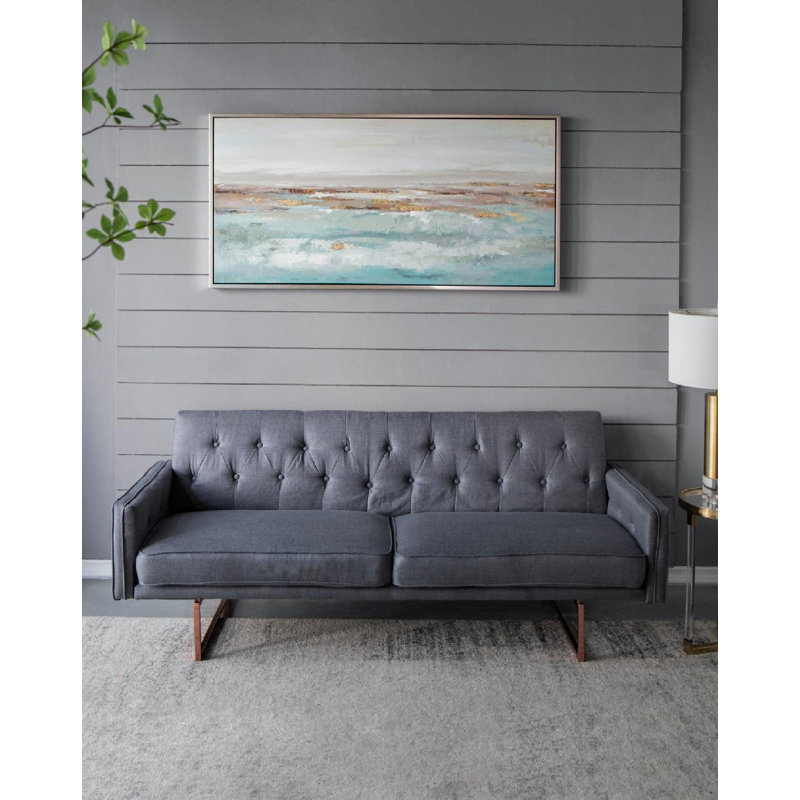 Ocean Day Blue and Gold Abstract Landscape Canvas Painting