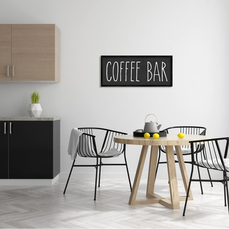 Enseigne de cuisine café café texte décontracté, Giclée encadrée noir minuit, H 13 po x l 30 po x P 1,5 po