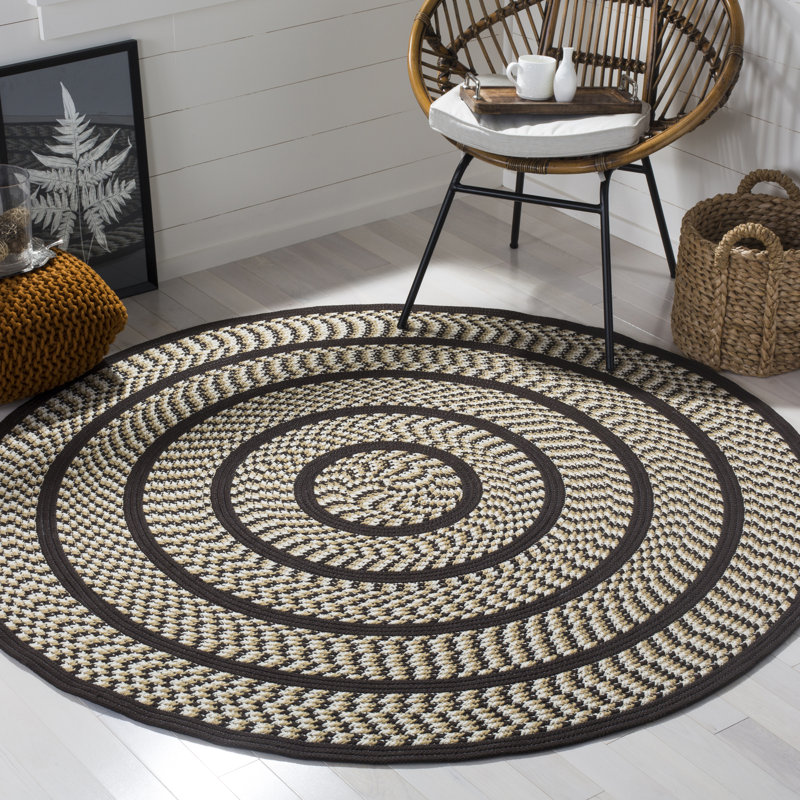 Tapis géométrique tissé à la main Georgina, Rond 4 pi