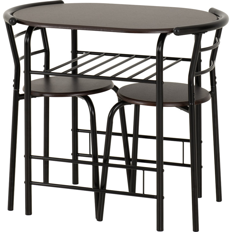 Lennon 2-Person Dining Set, Black/Walnut