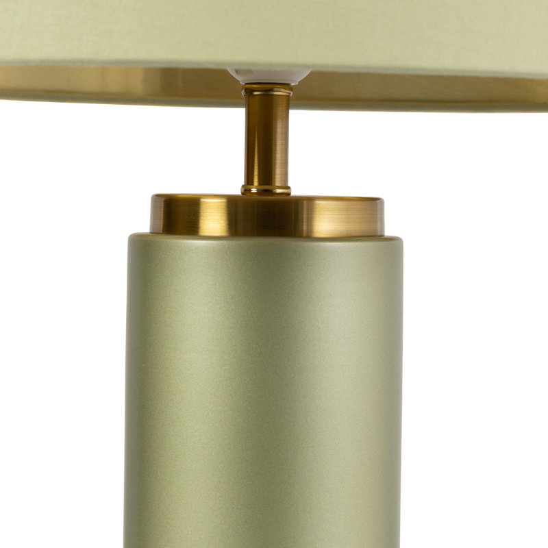 Cylinder 55cm Metal Ceramic look Table Lamp, Green, Green