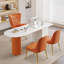 Bureau en bois manufacturé courbé orange avec 3 tiroirs-287048724-287048727