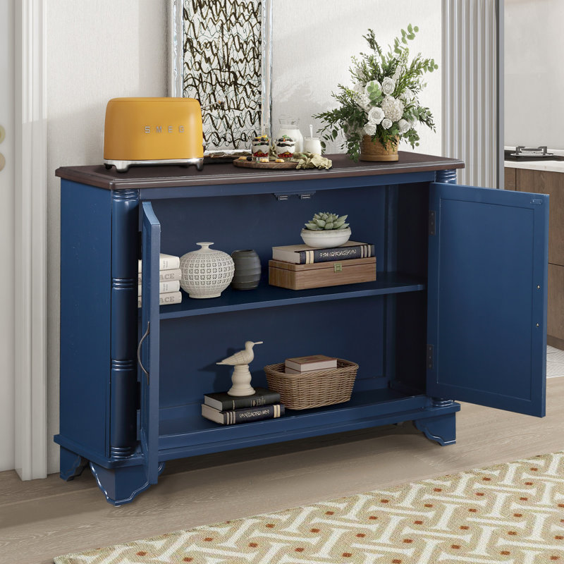 Buffet en bois massif 40 po Draike, Bleu marine