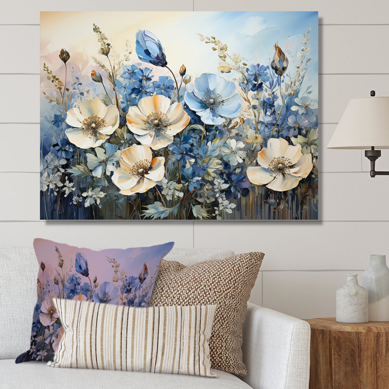 «White and Blue Bonnets Country Charm», reproduction sur toile, Toile tendue, H 24 po x l 32 po x P 1 po