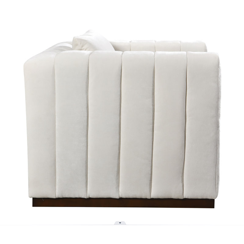 Fauteuil en velours de 40,5 po de largeur Jave, Velours ivoire