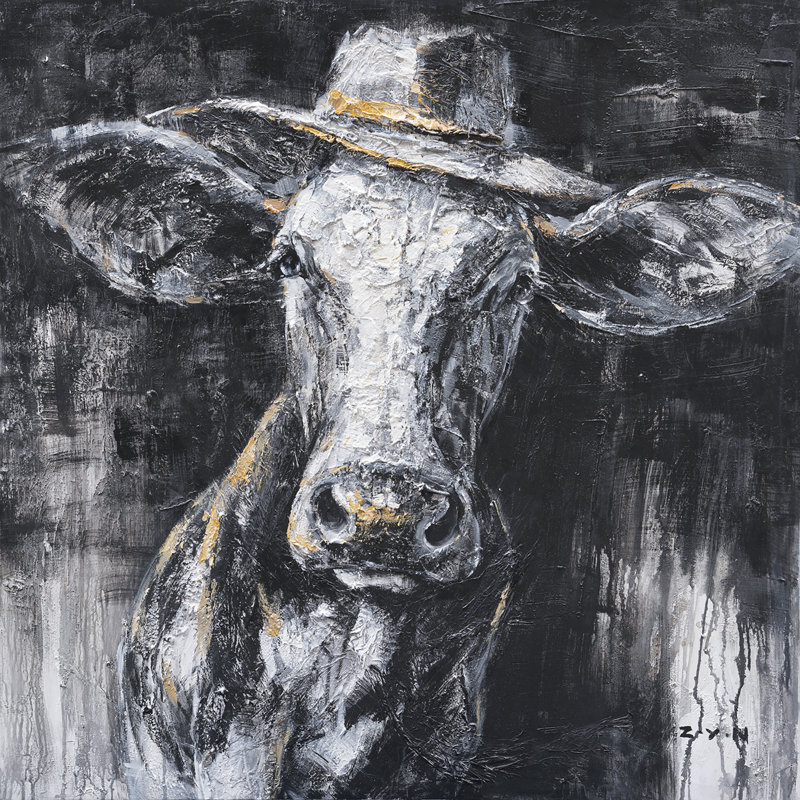 Earl Ox - peinture sur toile tendue, H 40 po x l 40 po x P 1,5 po