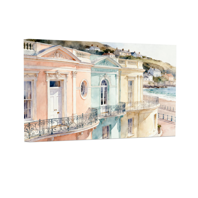 «Scenic & Cityscapes Coastal House», reproduction d'art à l'aquarelle, H 20 po x l 30 po