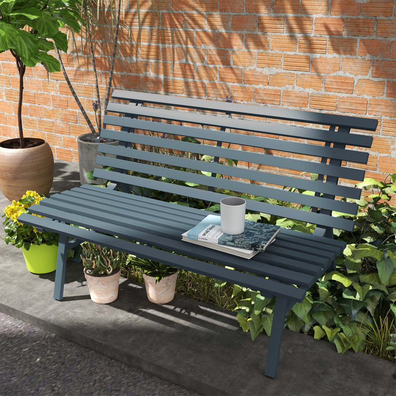 Banc de jardin en aluminium Melnick, Bleu