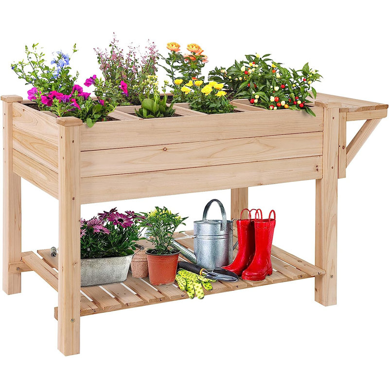 Wood Elevated Planter, Natural