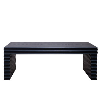 47.6" Modern Black Ribbed Coffee Table