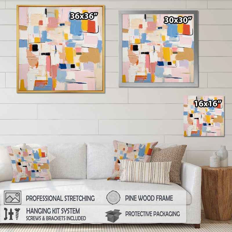 «Ephemeral penserts of colorfields I», reproduction d'art sur toile, H 24 po x l 24 po x P 1 po, Cadre doré à une seule photo