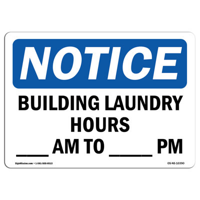 Building Laundry Hours AM to PM Sign