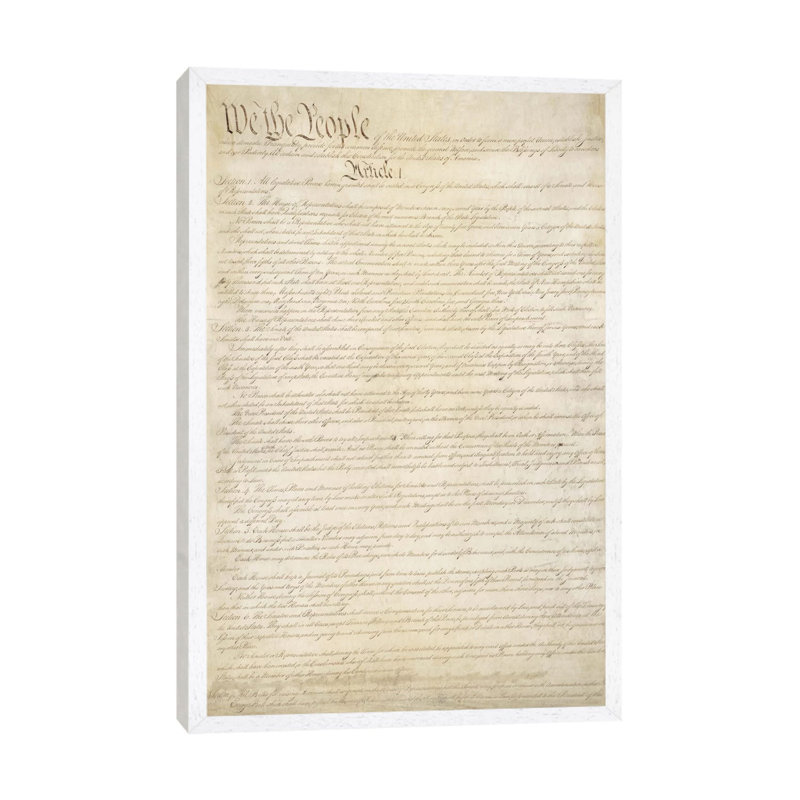The Constitution Document - Print on Canvas, 66.04 cm H x 45.72 cm W, White Floater Framed
