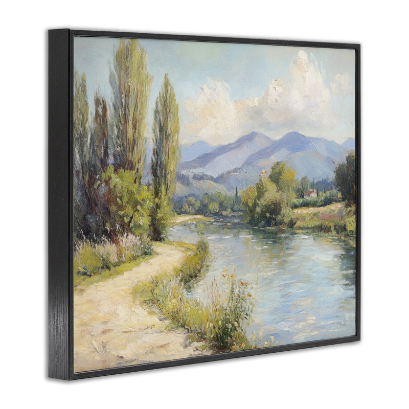 Le long de la rivière de montagne, estampe numérique, conception de Petal Prints Design, Giclée encadrée noir minuit
