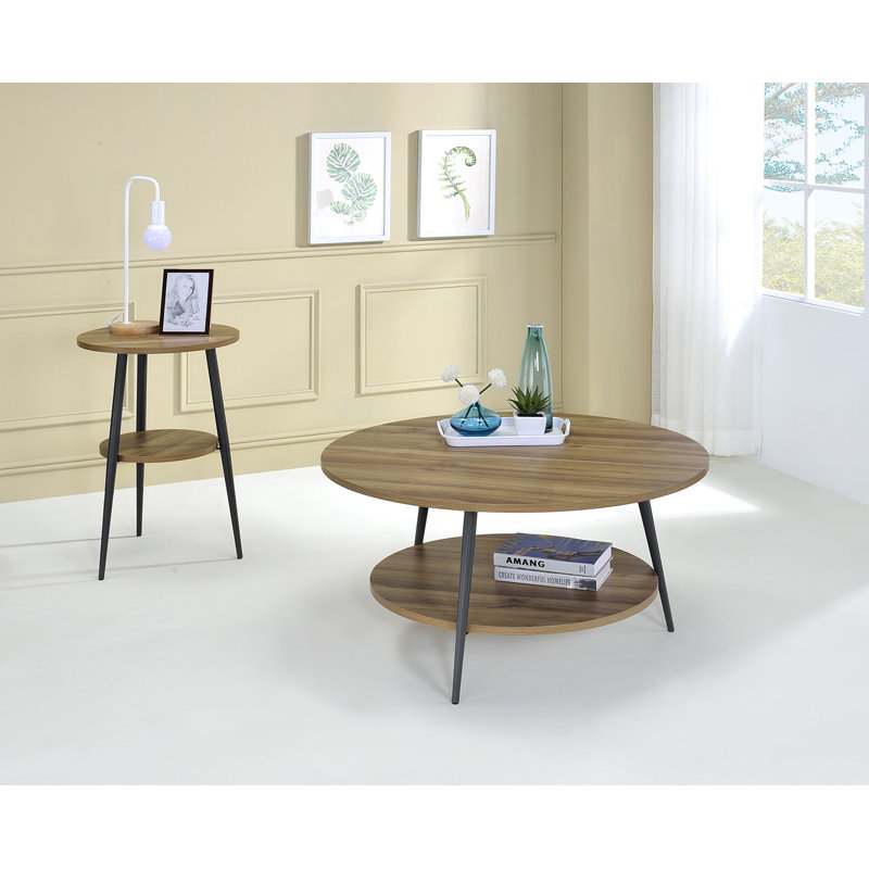 Table basse à 3 pieds avec rangement Aspacia, Brun pâle