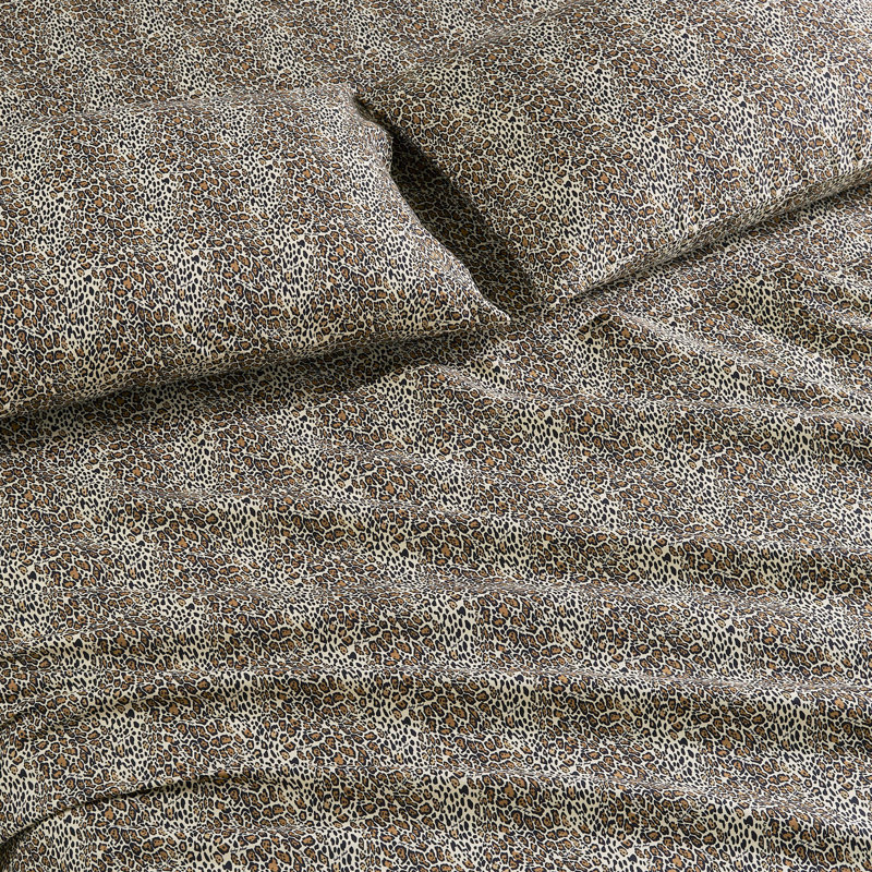 Baby Phat Printed Microfiber Sheet Set, Twin, Natural Cheetah - Brown