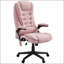 Fauteuil de bureau massant et vibrant à 6 points avec fonction chauffante, dossier haut en velours pour un confort et un soutien optimaux, rose-1048902575