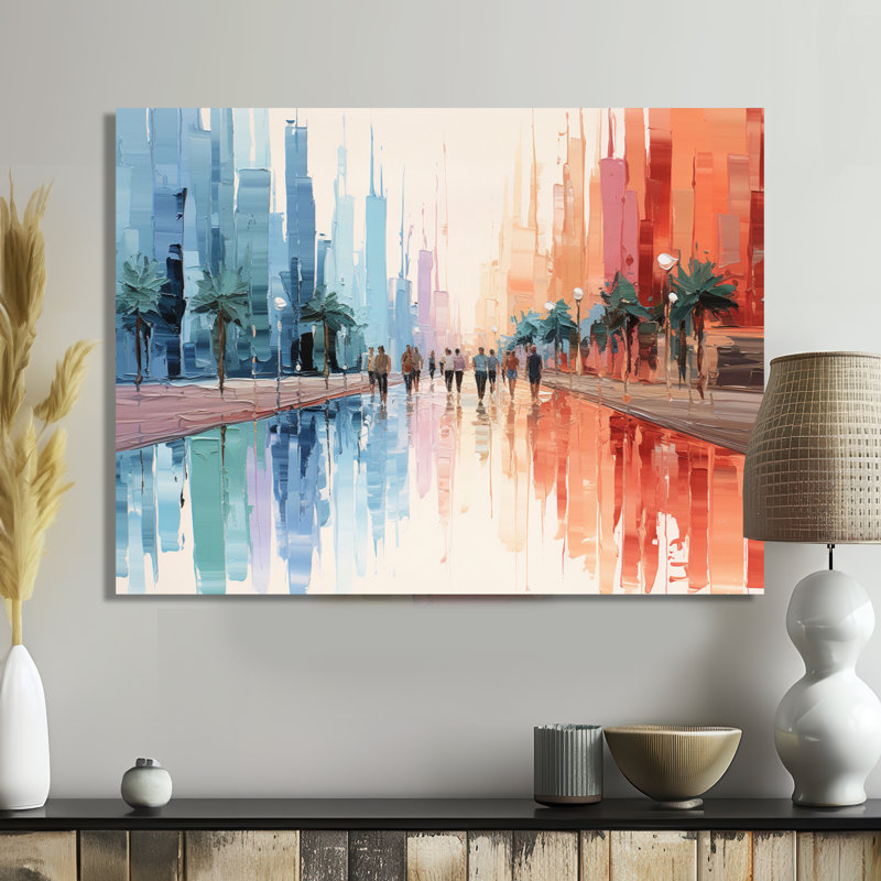 Nassim - Paysage abstrait, art mural, salon, Toile tendue, H 12 po x l 20 po