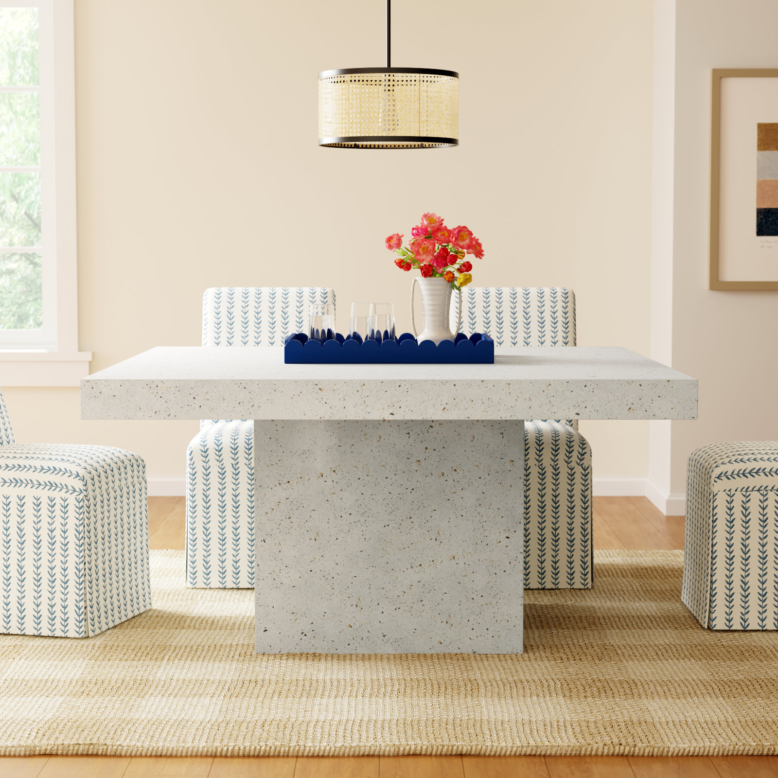 Kareen Dining Table, Ivory Terrazzo, Dining Table (30" Height)