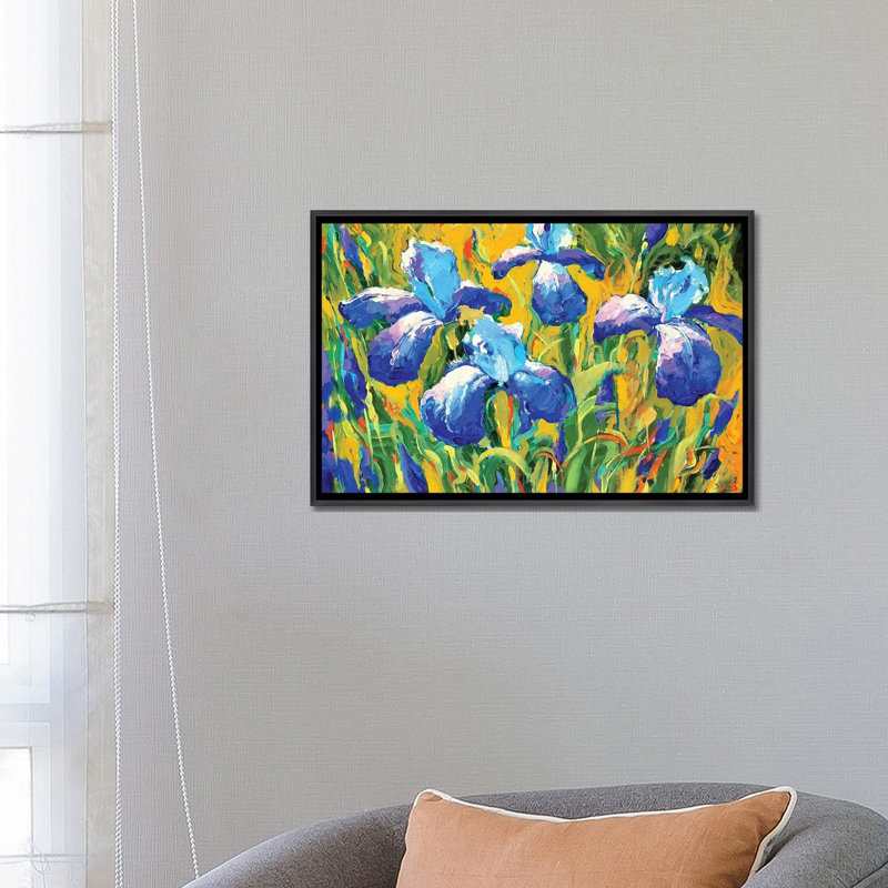 Iris par Dmitry Spiros - reproduction d'art, Toile avec cadre noir patiné, Aucun mat, H 18 po x l 26 po x P 1,5 po