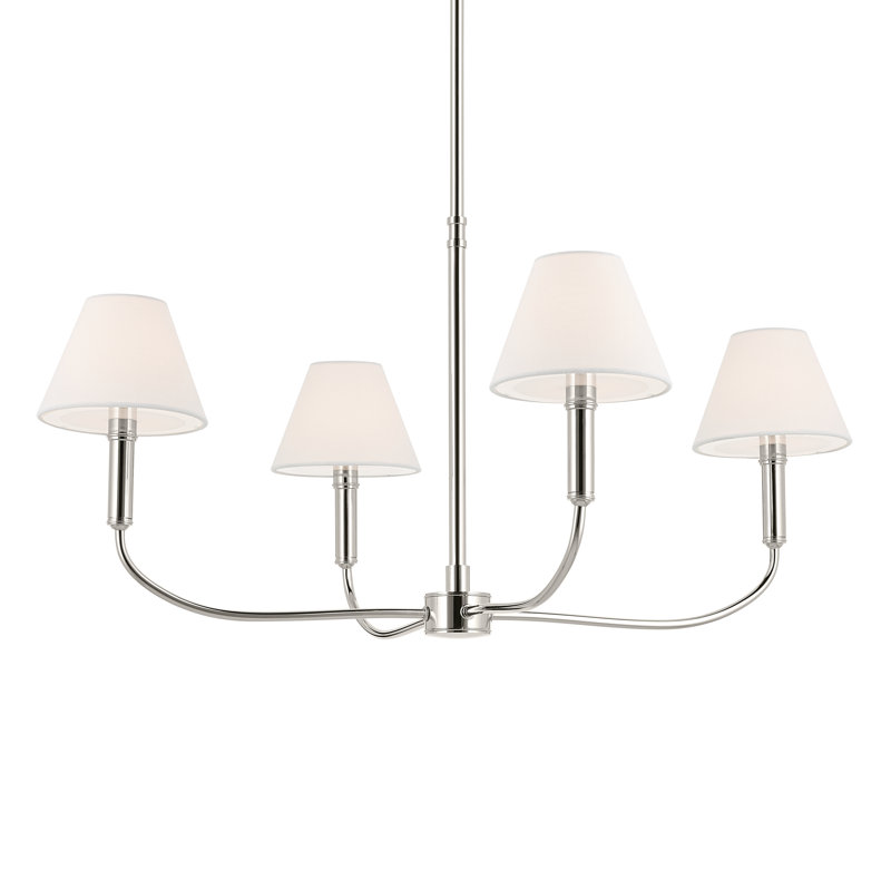 Updated Traditional Arm Chandelier, 15" H x 30.75" W x 30.75" D, Polished Nickel, 4