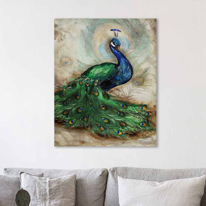 «Peacock II» par Tre Sorelle Studios - impression sur toile tendue, H 15 po x l 12 po