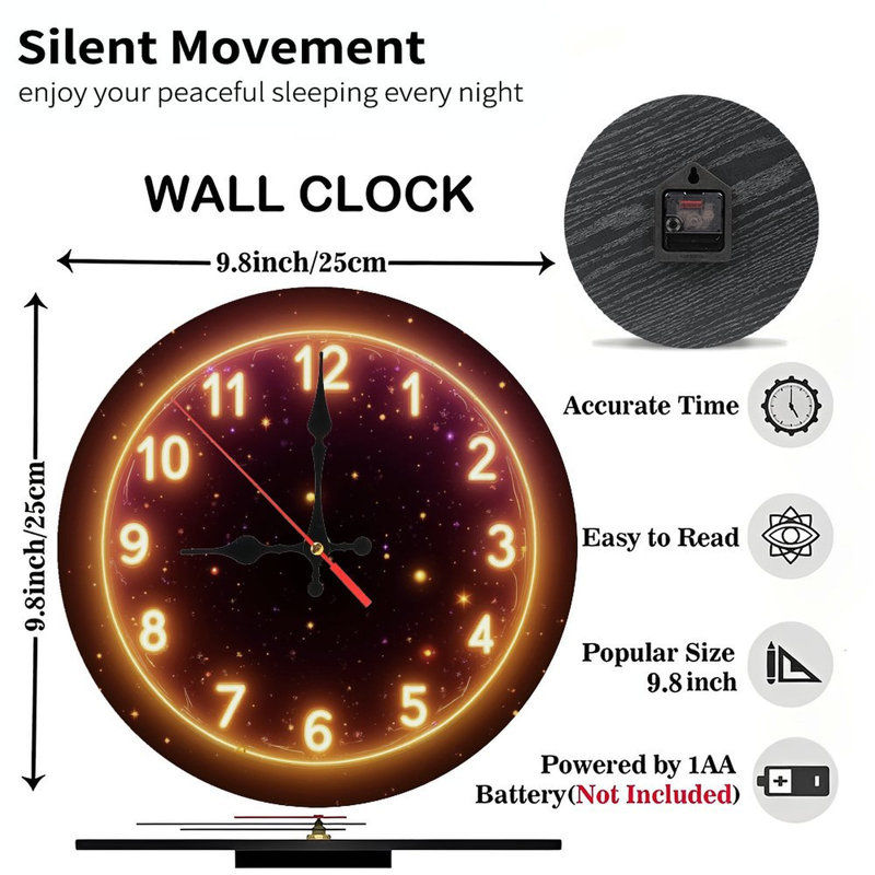 Horloge lumineuse sur fond cosmique
