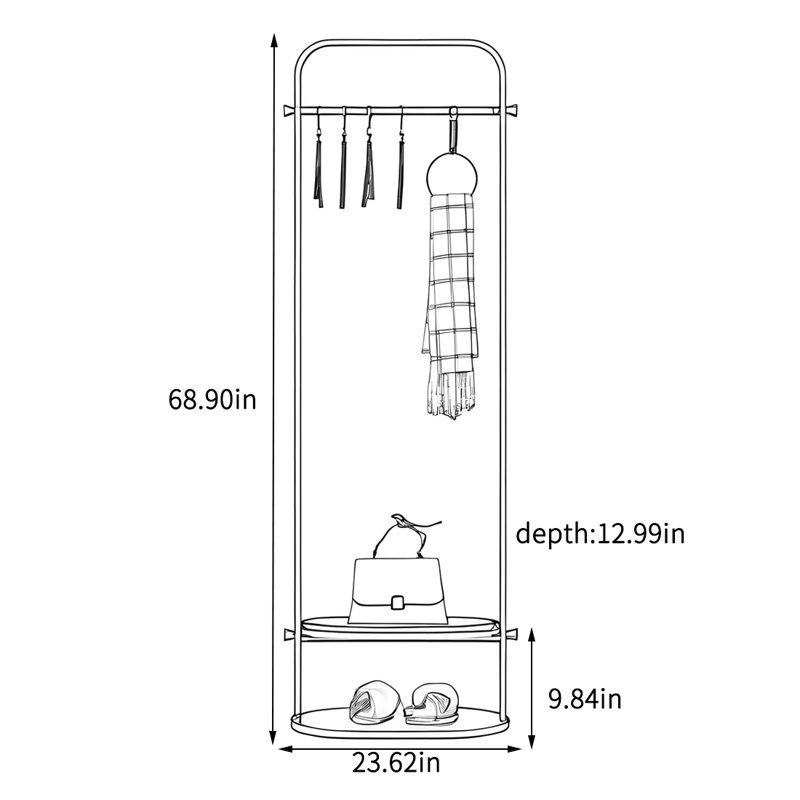 Coat Rack Marble Base Stainless Steel