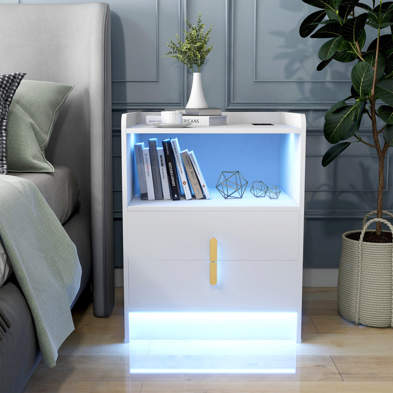 18'' W Solid Wood Nightstand, White