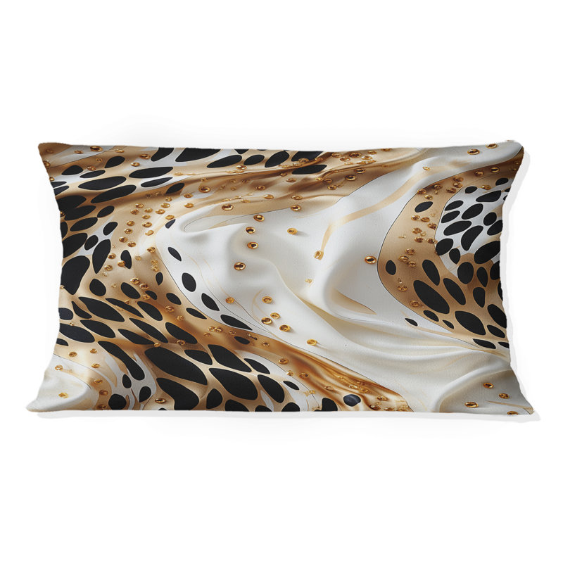 Motif de marbre noir et doré glamour - Récif de corail abstrait multicolore azur - Coussin décoratif