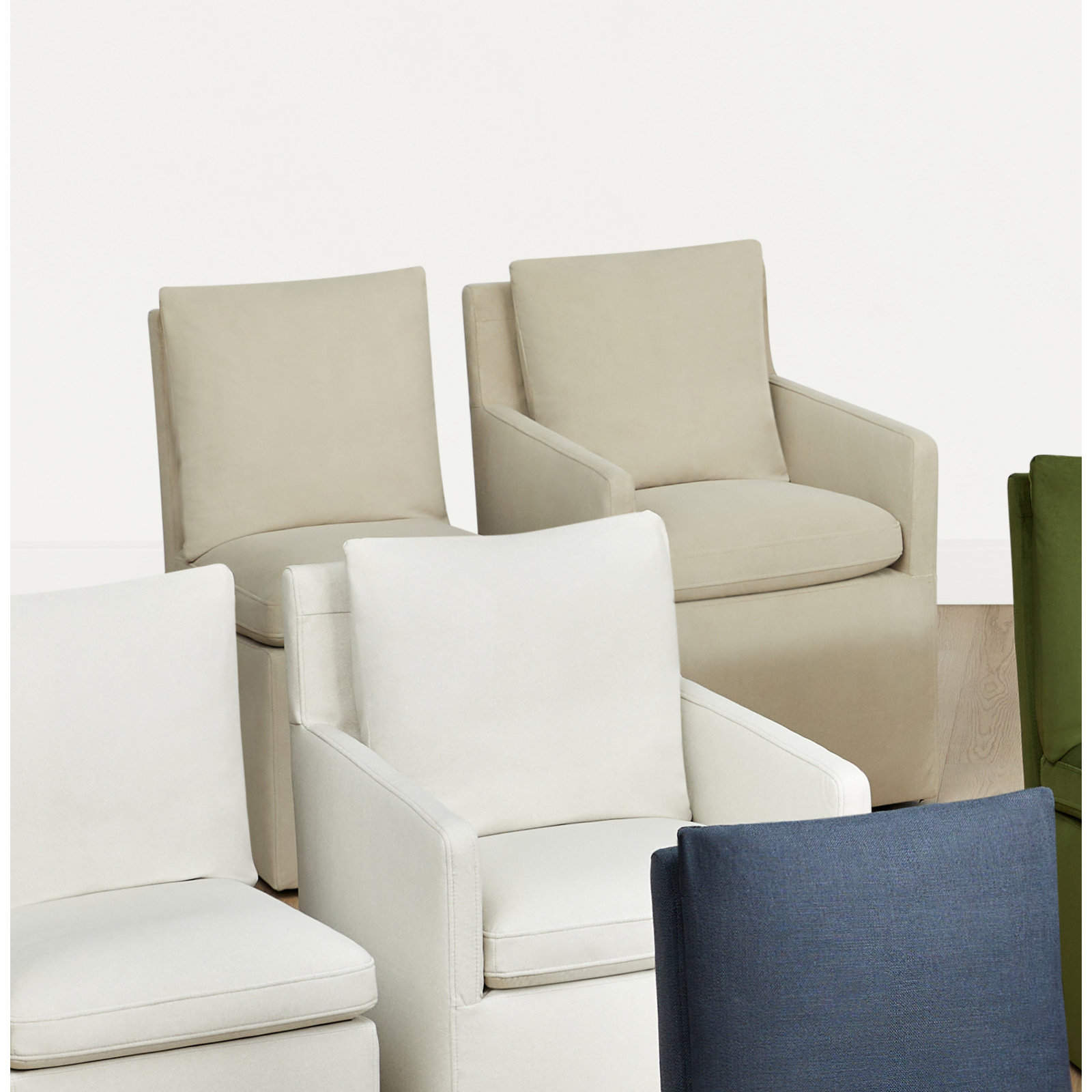 Alayaa Performance Upholstered Armchair with Casters, Bella Beach Performance Velvet