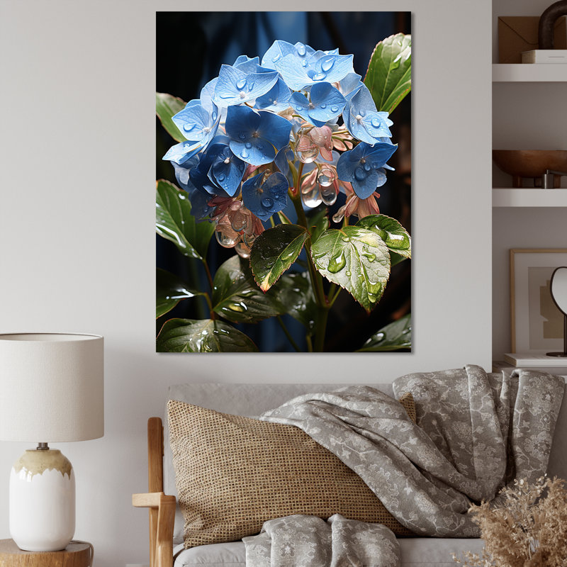 Blue Hydrangea Flowers Elegance - Hydrangea Wall Art, Wrapped Canvas, 20" H x 12" W x 1" D