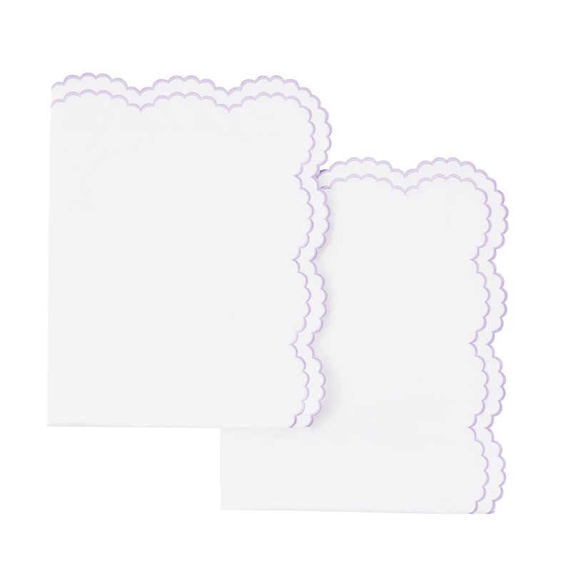 Berrada Double Scalloped 100% Cotton Sham, Purple
