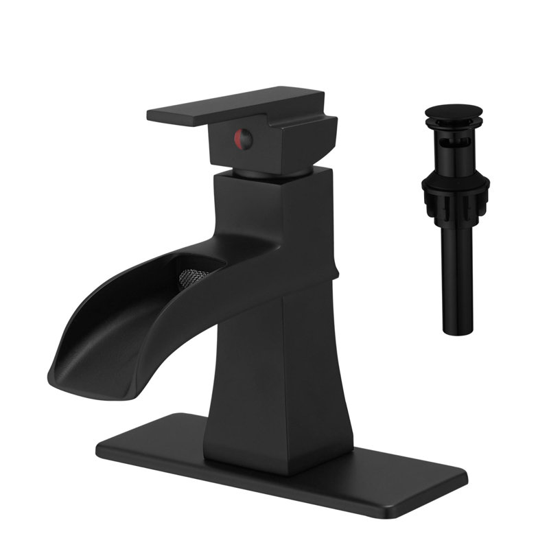 Three-hole bathroom faucet with drain kit, Black