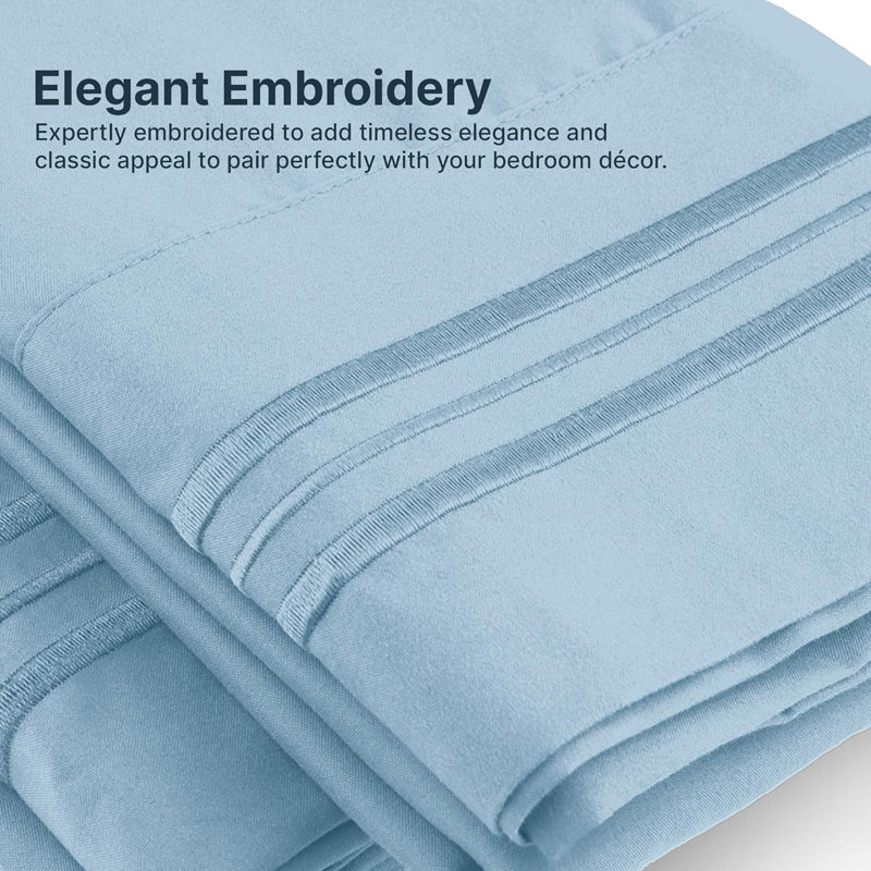 Light Blue Full Size Microfiber Deep Pocket Sheet Set
