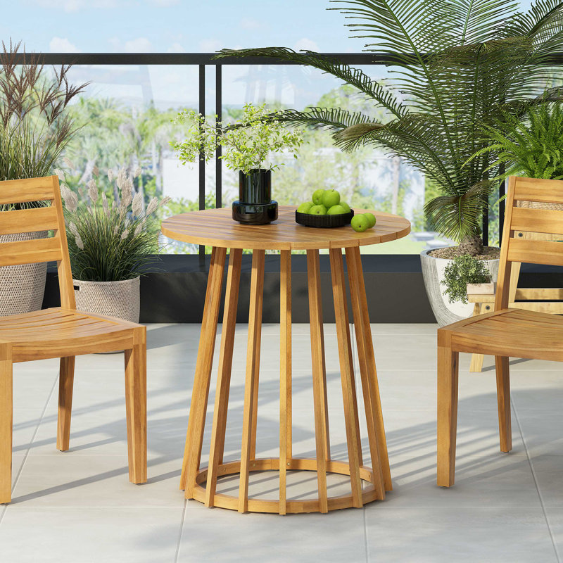 Table de salle à manger d'extérieur ronde en bois d'acacia, table de bistro ronde