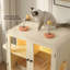 Armoire de toilette moderne pour chat avec lumière DEL RVB, portes en verre transparent, marchepieds latéraux et bac à litière caché-1652209357