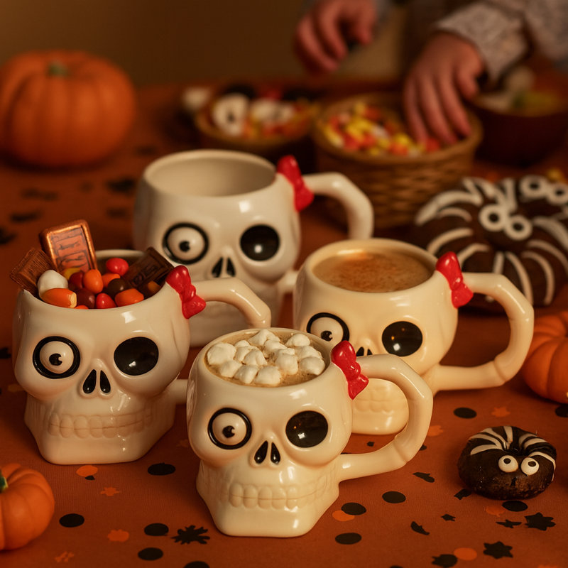 Fax Potato - Halloween Stoneware Skull Mug - 750ml
