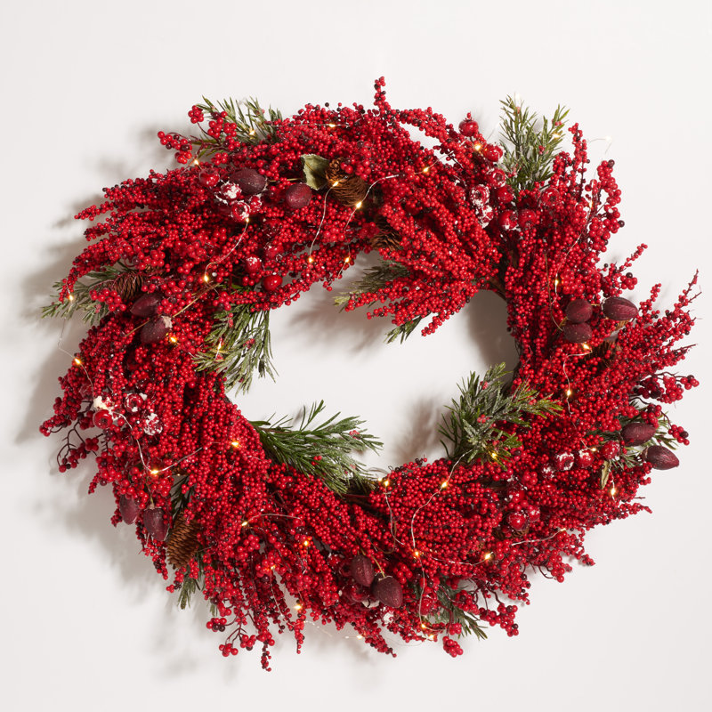 Faux Lighted 27'' Wreath