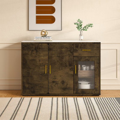 Buffet d'appoint moderne en bois avec portes de rangement: un buffet autoportant polyvalent parfait pour la chambre à coucher, le salon, la cuisine ou le couloir