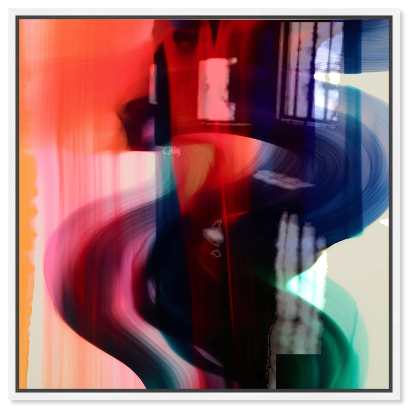 Oliver Gal Inked II Abstract - Hand-Applied Glass Coat Framed Canvas Art, White, 24" H x 24" W