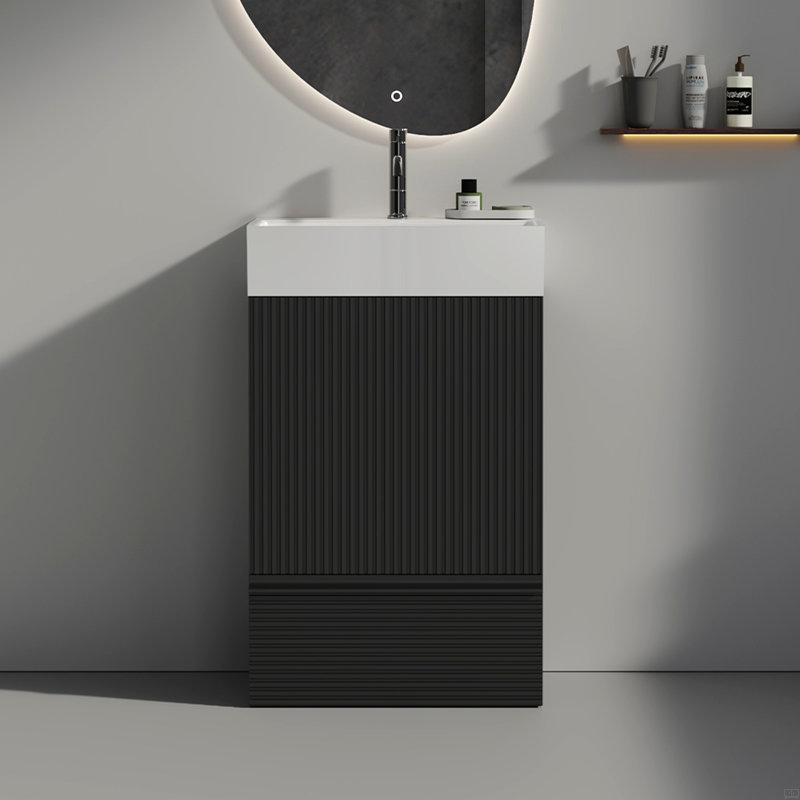 Meuble-lavabo sur pied SANS lavabo, armoire de salle de bain autoportante, Noir