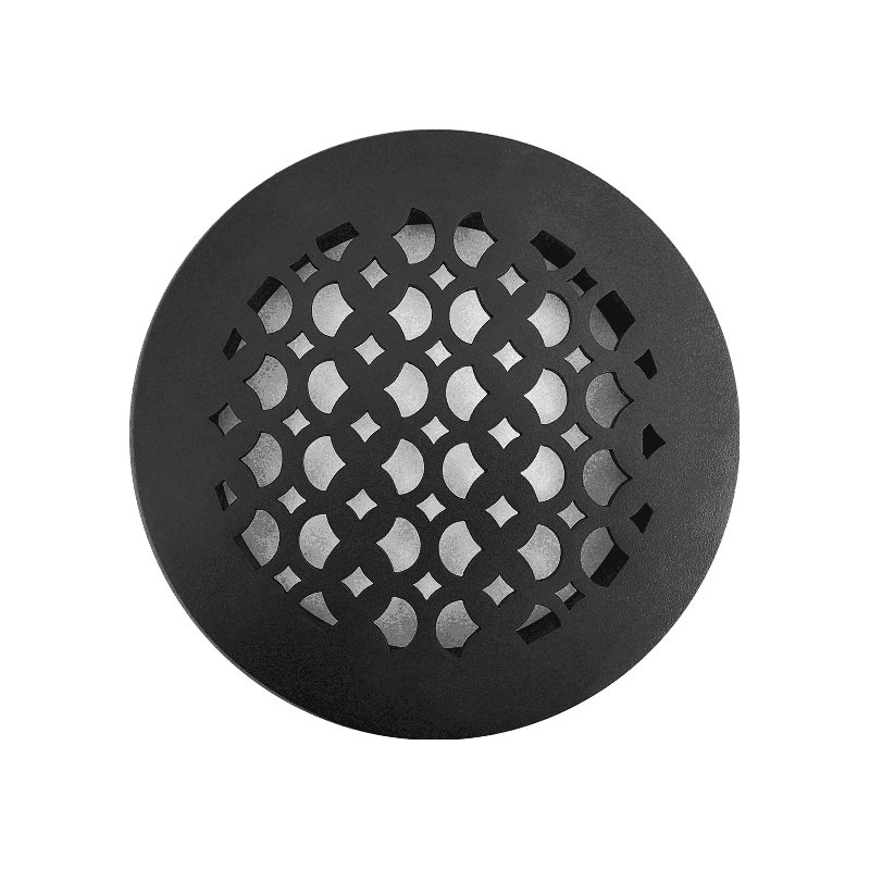 Grille d'aération 9,65 "Tudor Mushroom, ronde 8", fonte d'aluminium, VR100, Noir, noir, noir, noir