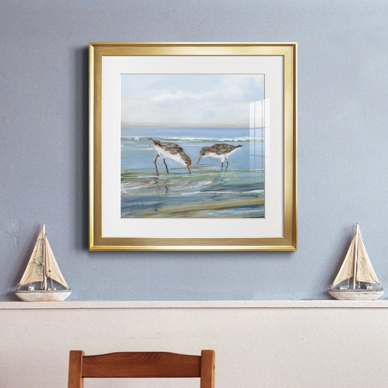 Seabird Beach II - peinture encadrée, Toile avec cadre doré, H 17,5 po x l 17,5 po x P 1,5 po