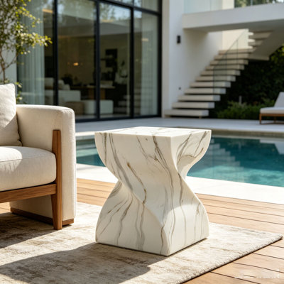 Cement Outdoor Patio End Tables