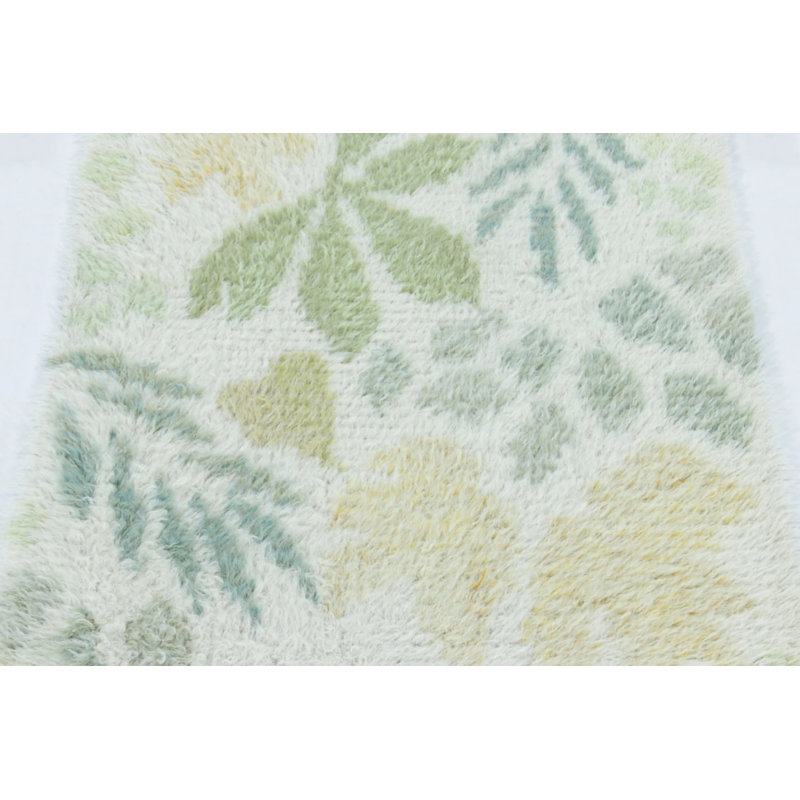 Vintage Swedish Rya Rug In Blue With Green & Beige Floral Pattern -  Rug & Kilim